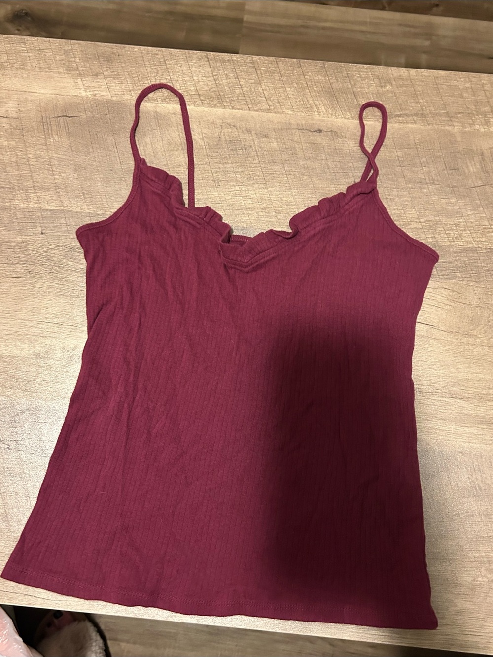 Women’s Burgundy Ribbed Spaghetti Strap Tank Top